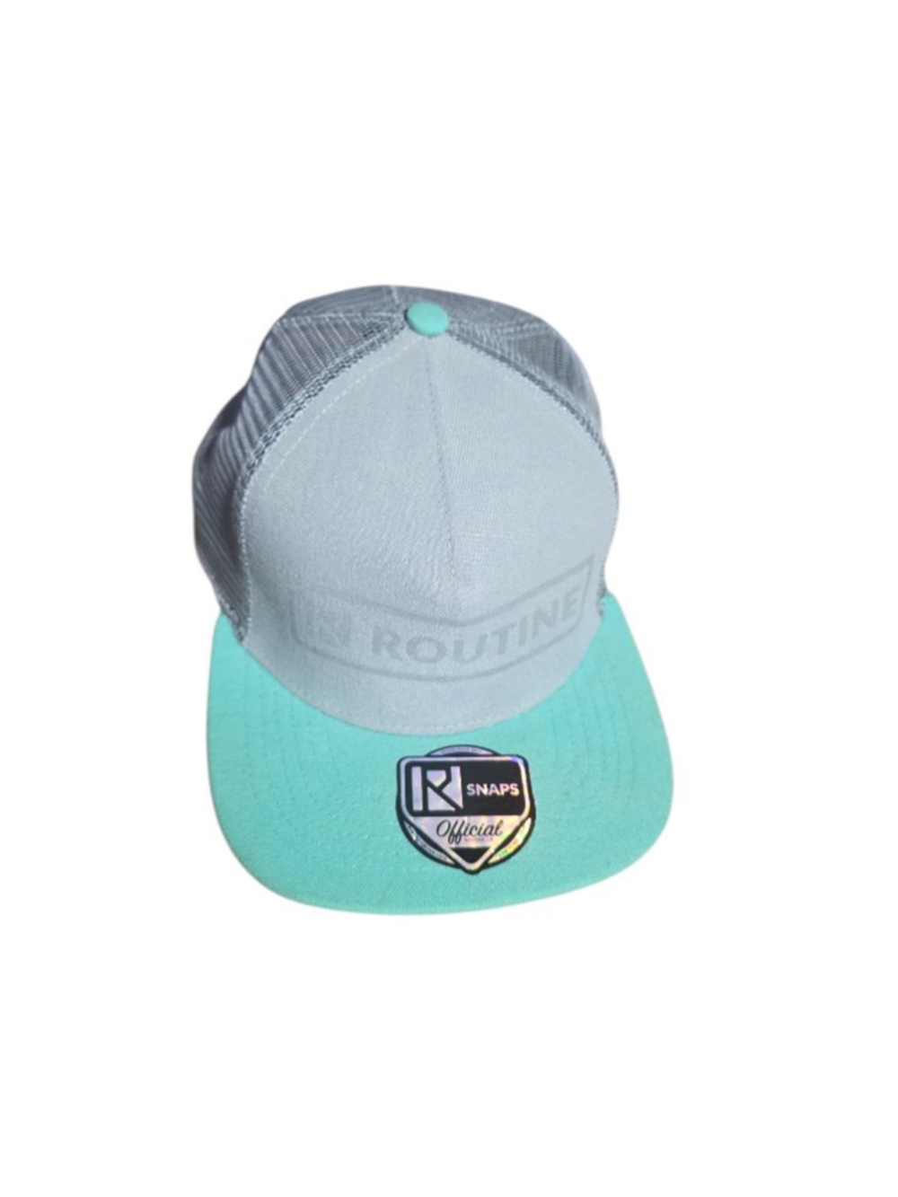Men's Routine Gray Teal Mesh Snapback Hat One Size